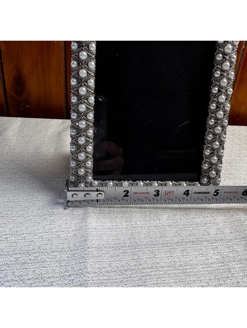 Vintage Nicole Miller New York 4x6 Picture Frame with Faux Pearl Border